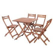 Modermo Grup-B 108-Ahşap Katlanır Masa + 4 Adet Ahşap Katlanır Sandalye (110)