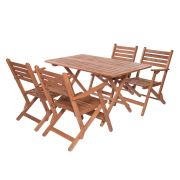 Modermo Grup-E 107-Ahşap Katlanır Masa (135x80) cm (1 adet)+104-Ahşap Katlanır Koltuk(4 adet)