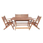 Modermo Grup-D-107-Ahşap Katlanır Masa(135x80) cm(1 adet)+104-Ahşap Katlanır Koltuk (2 adet)+106- Ahşap Katlanır Bank(1 adet)