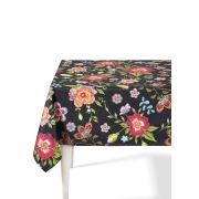 The Mia Floral Masa Örtüsü A - 230x150 Cm - Siyah Çiçekli TXT0036