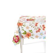 The Mia Floral Masa Örtüsü - 230x150 Cm - Beyaz Çiçekli TXT0040